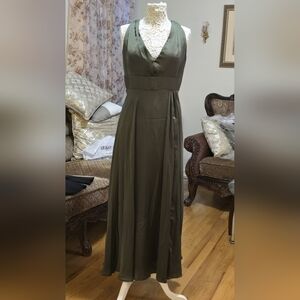 Elegant Olive Green Evening Gown